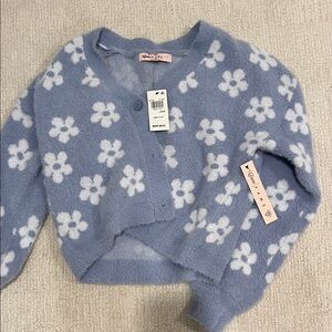Crave Fame Blue and White Floral Sweater